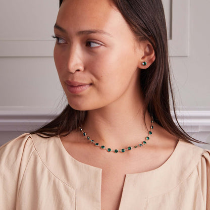 Grand 1 Emerald Necklace and Earrings Set in 14k Gold (May)