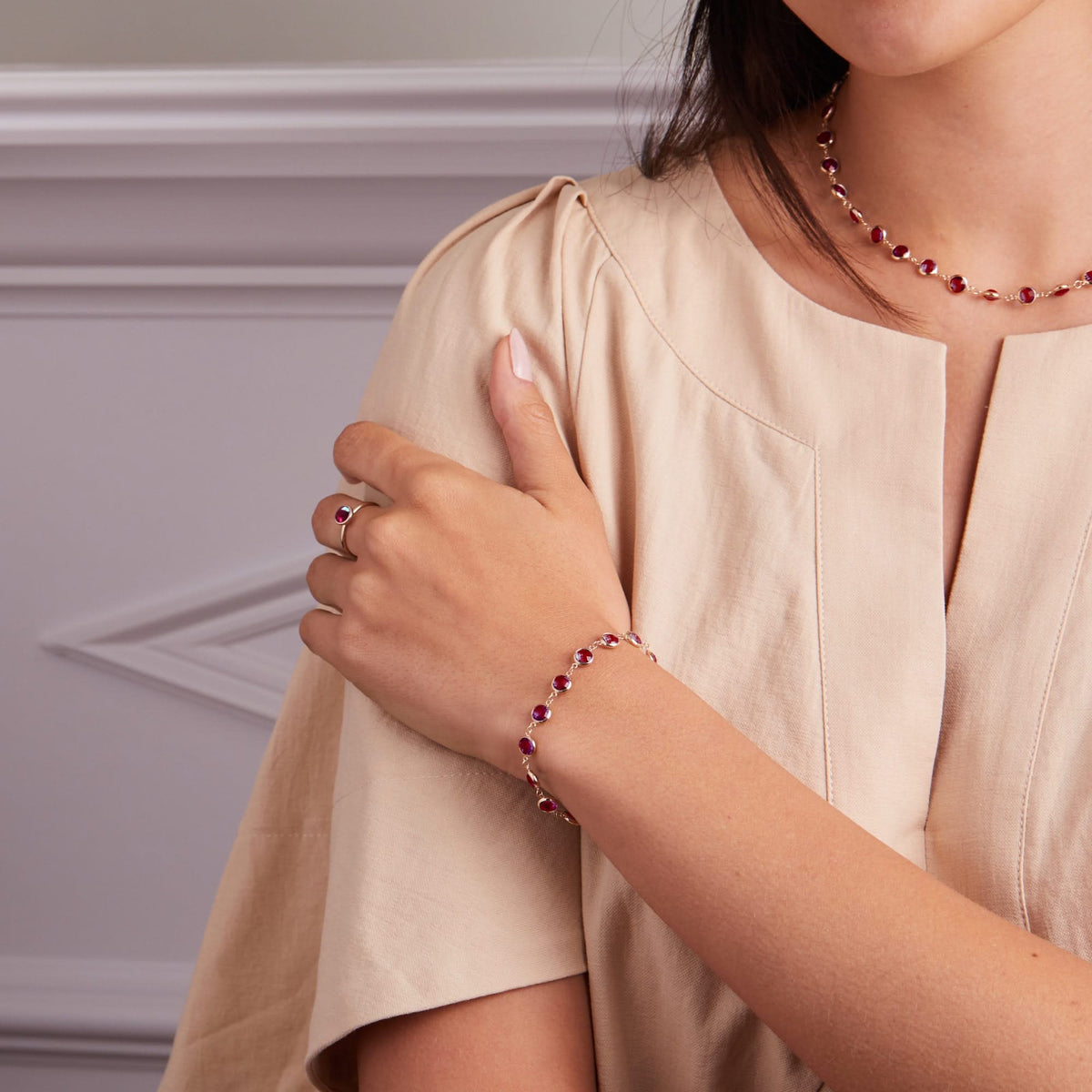 Newport Grand Ruby Bracelet in 14k Gold (July)