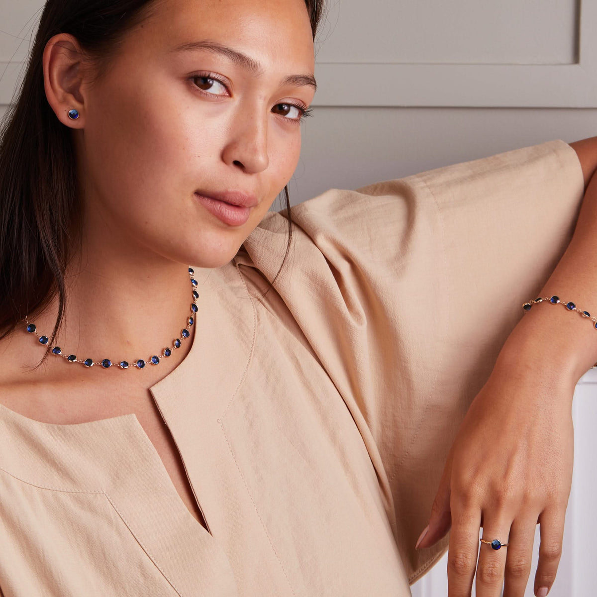Newport Grand Sapphire Necklace in 14k Gold (September)