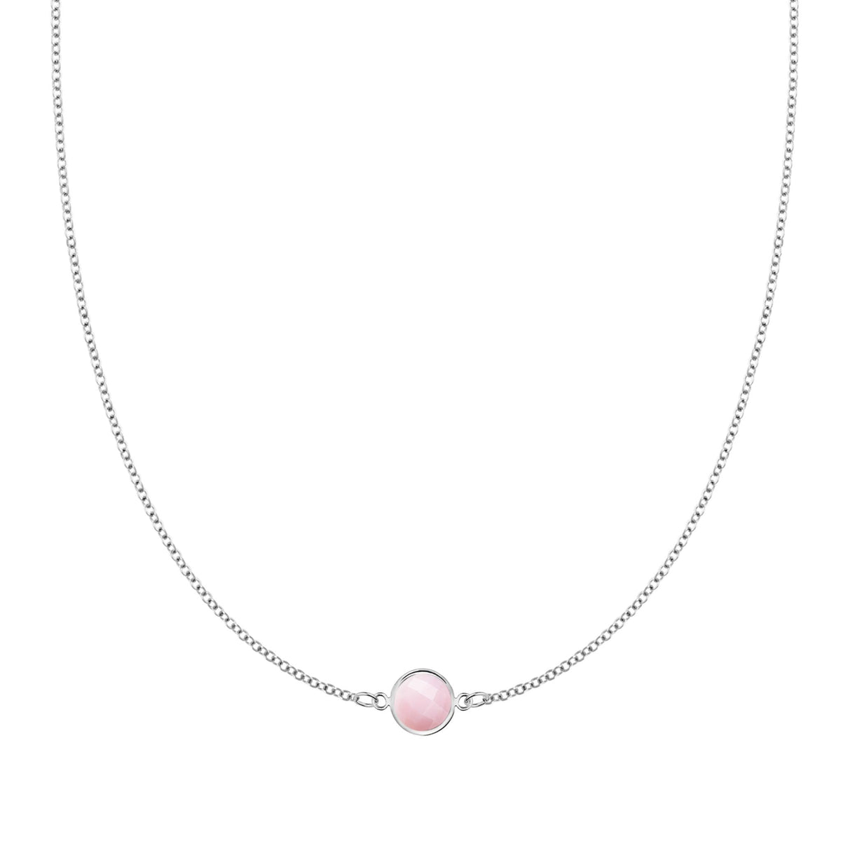 Grand 1 Pink Opal Necklace in 14k Gold (October)