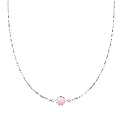 Grand 1 Pink Opal Necklace in 14k Gold (October)