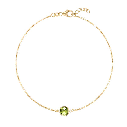 Grand 1 Peridot Bracelet in 14k Gold (August)