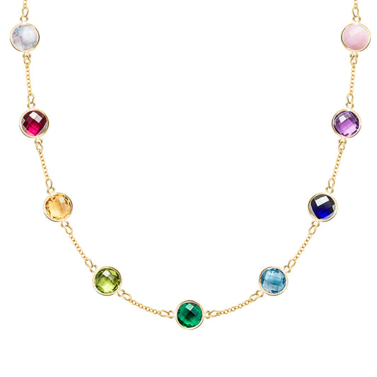 Rainbow Grand 9 Stone Necklace in 14k Gold