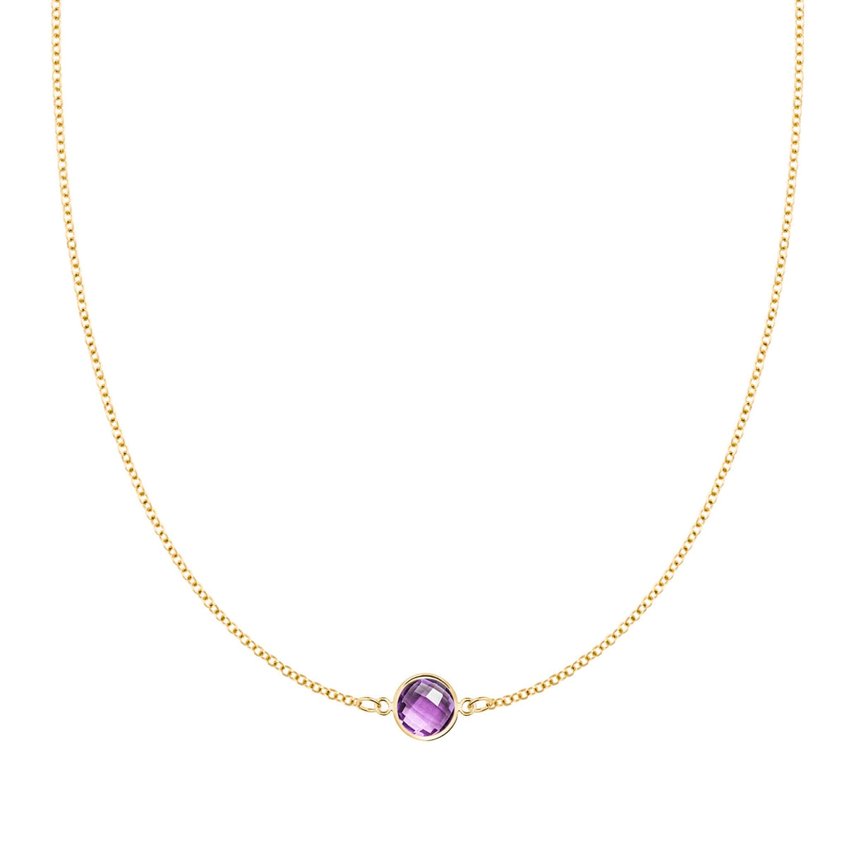 Grand 1 Amethyst Necklace in 14k Gold (February)