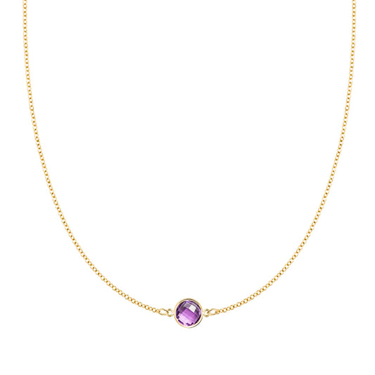Grand 1 Amethyst Necklace in 14k Gold (February)