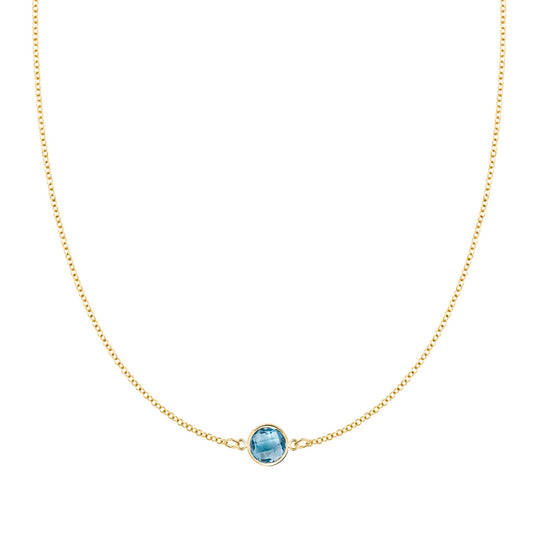 Grand 1 Nantucket Blue Topaz Necklace in 14k Gold (December)