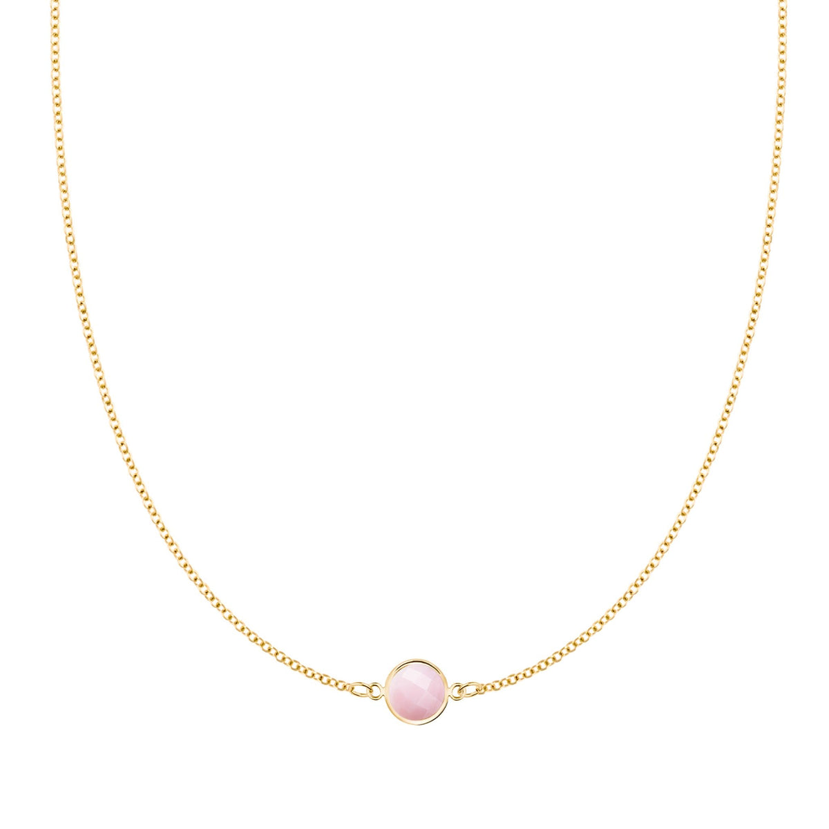 Grand 1 Pink Opal Necklace in 14k Gold (October)