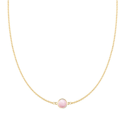 Grand 1 Pink Opal Necklace in 14k Gold (October)