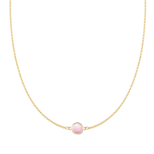 Grand 1 Pink Opal Necklace in 14k Gold (October)