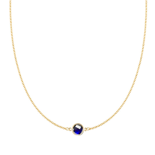 Grand 1 Sapphire Necklace in 14k Gold (September)