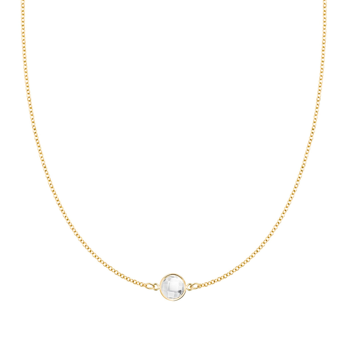 Grand 1 White Topaz Necklace in 14k Gold (April)