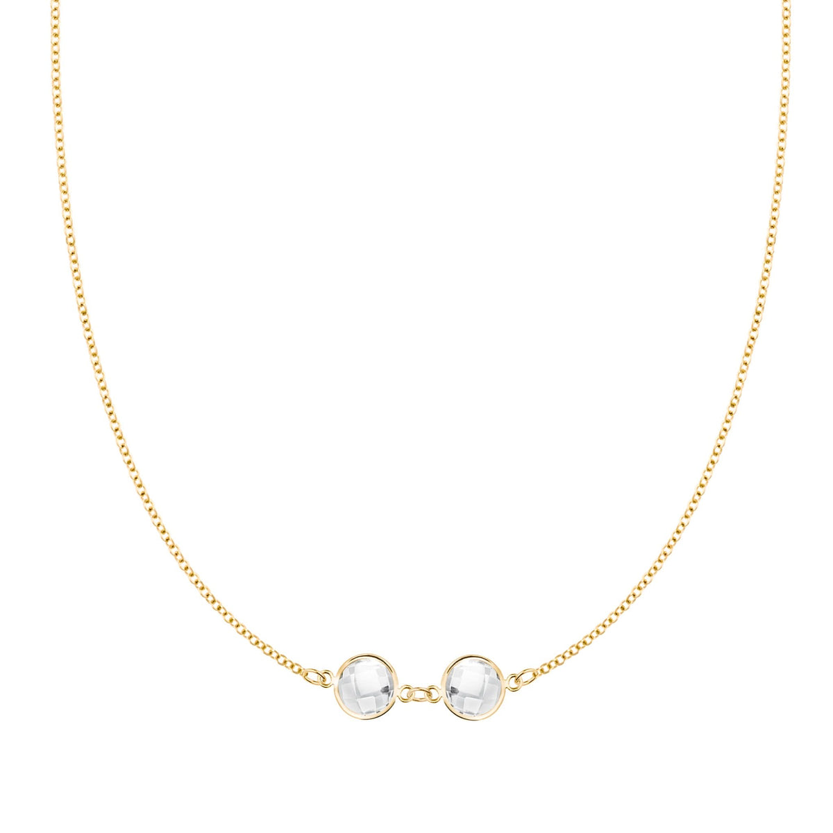 Grand 2 Connected Birthstone Necklace in 14k Gold