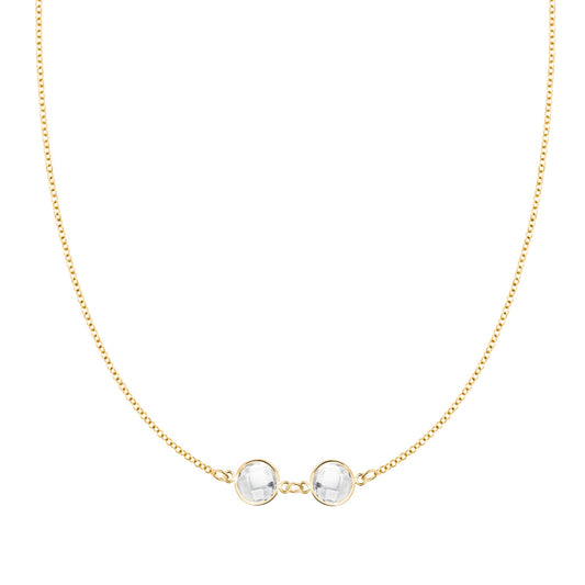 Grand 2 Connected Birthstone Necklace in 14k Gold