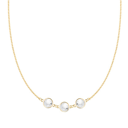 Grand 3 Connected Birthstone Necklace in 14k Gold