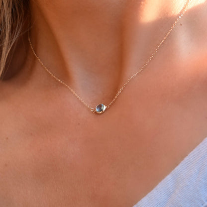 Grand 1 Nantucket Blue Topaz Necklace and Earrings Set in 14k Gold (December)