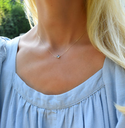 Grand 1 Aquamarine Necklace and Earrings Set in 14k Gold (March)