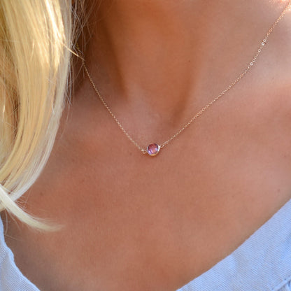 Grand 1 Pink Sapphire Necklace and Earrings Set in 14k Gold (October)