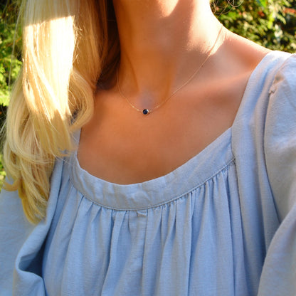Grand 1 Sapphire Necklace and Earrings Set in 14k Gold (September)