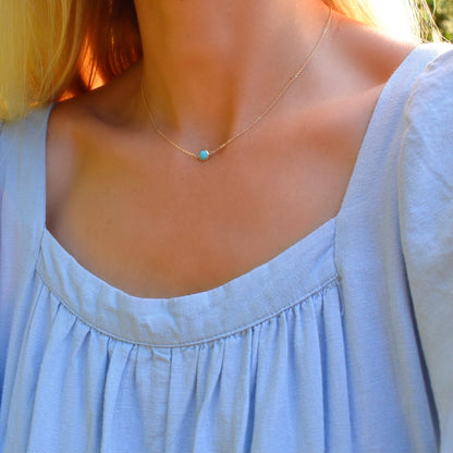 Grand 1 Turquoise Necklace and Earrings Set in 14k Gold (December)