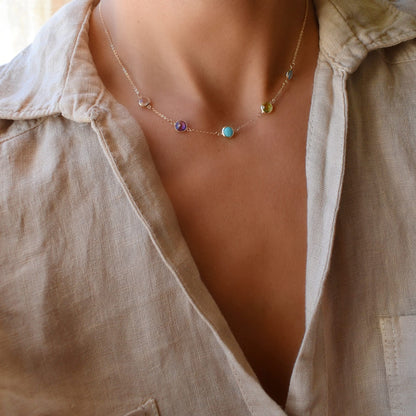 Grand 5 Birthstone Necklace in 14k Gold