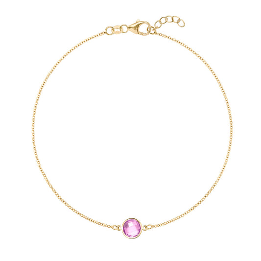 Grand 1 Pink Sapphire Bracelet in 14k Gold (October)