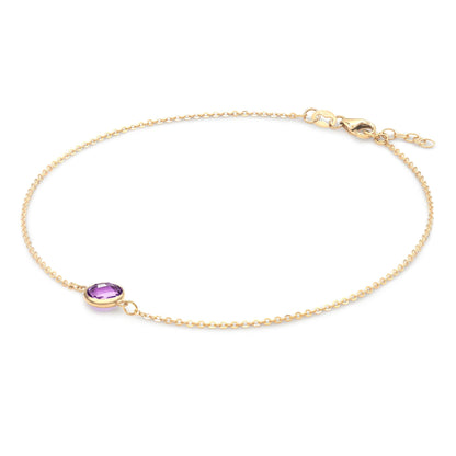 Grand 1 Amethyst Bracelet in 14k Gold (February)