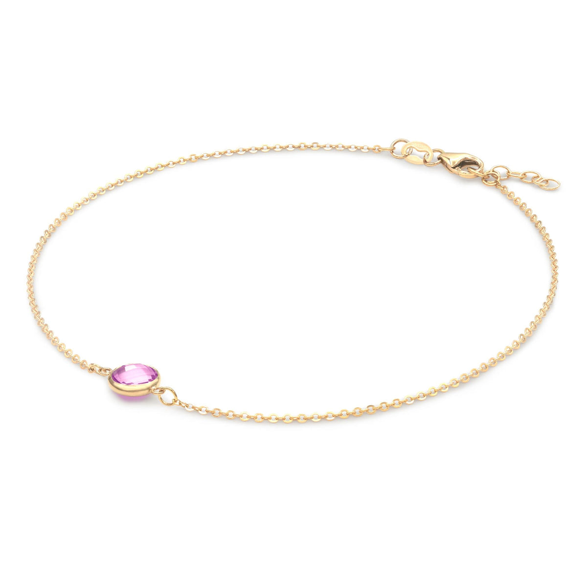 Grand 1 Pink Sapphire Bracelet in 14k Gold (October)