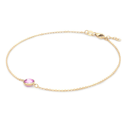 Grand 1 Pink Sapphire Bracelet in 14k Gold (October)
