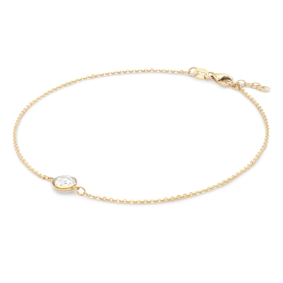 Grand 1 White Topaz Bracelet in 14k Gold (April)
