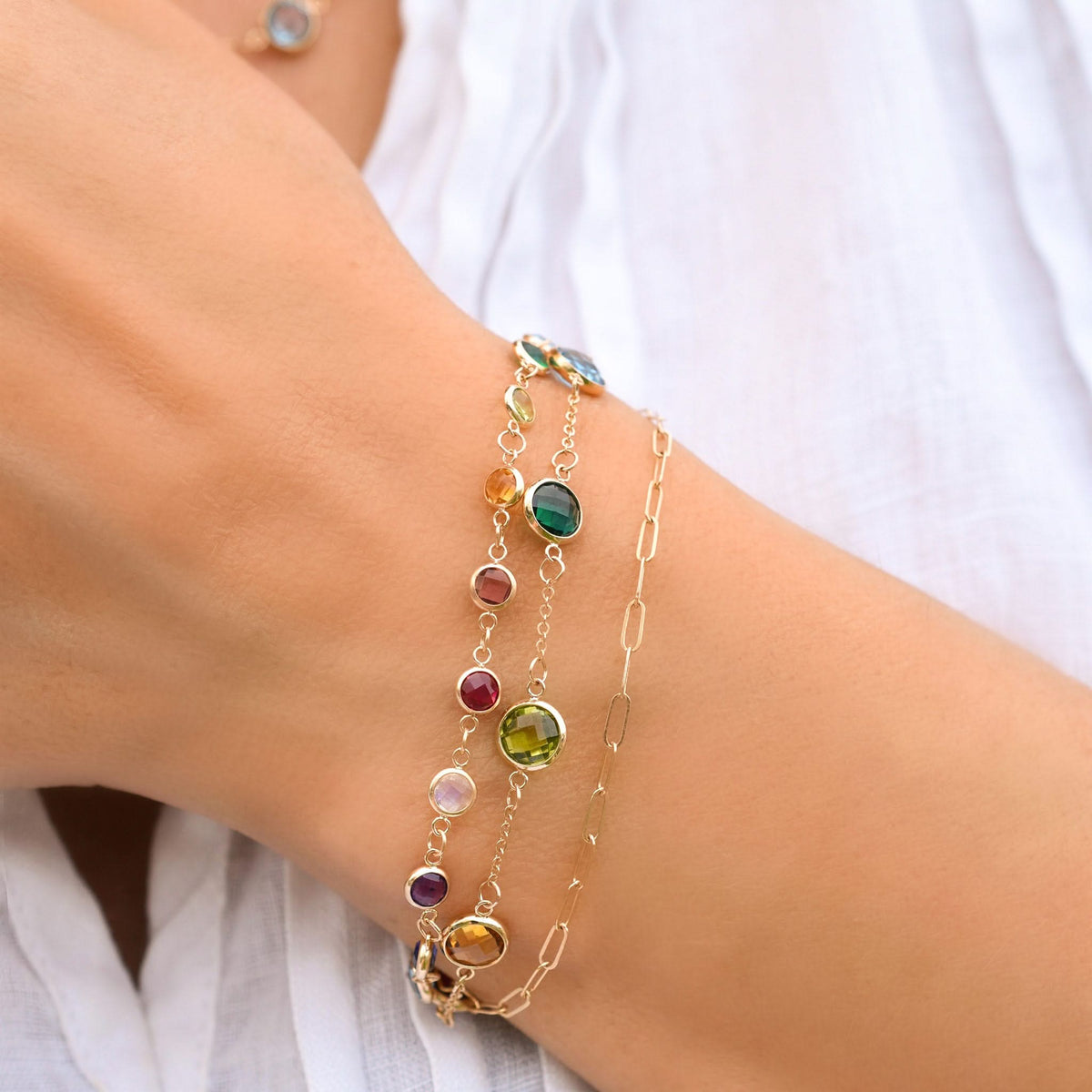 Rainbow Grand 7 Stone Bracelet in 14k Gold