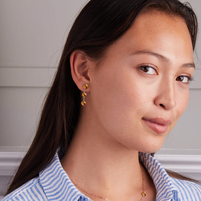 Newport Grand 3 Citrine Earrings in 14k Gold (November)