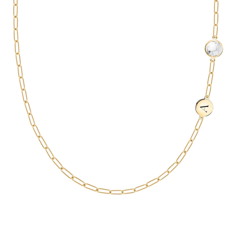1 Letter & 1 Grand Birthstone Adelaide Mini Necklace in 14k Gold
