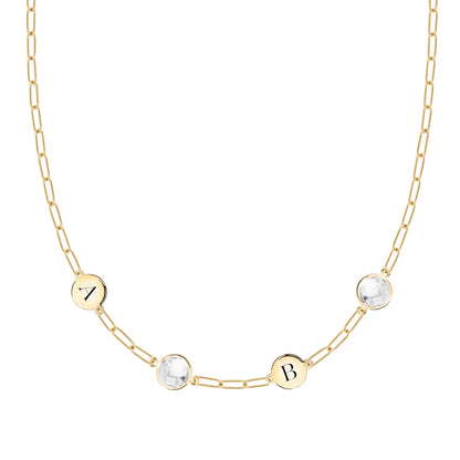 2 Letter & 2 Grand Birthstone Adelaide Mini Necklace in 14k Gold