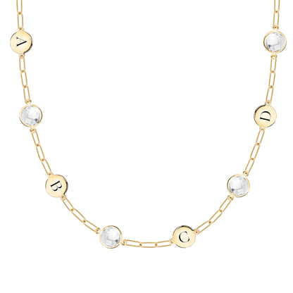4 Letter & 4 Grand Birthstone Adelaide Mini Necklace in 14k Gold