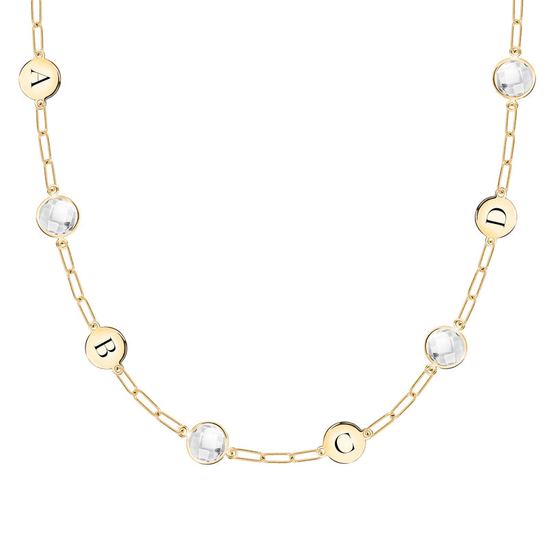 4 Letter & 4 Grand Birthstone Adelaide Mini Necklace in 14k Gold
