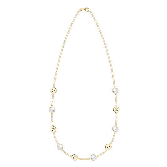 5 Letter & 5 Grand Birthstone Adelaide Mini Necklace in 14k Gold