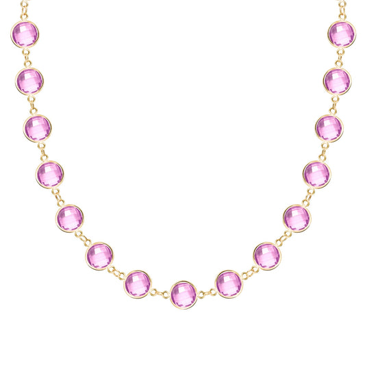 Newport Grand Pink Sapphire Necklace in 14k Gold (October)