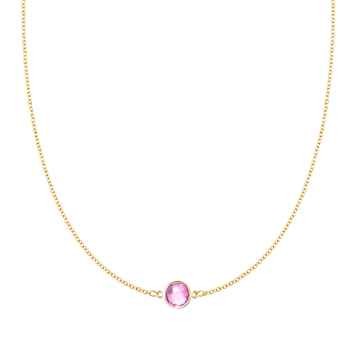 Grand 1 Pink Sapphire Necklace in 14k Gold (October)