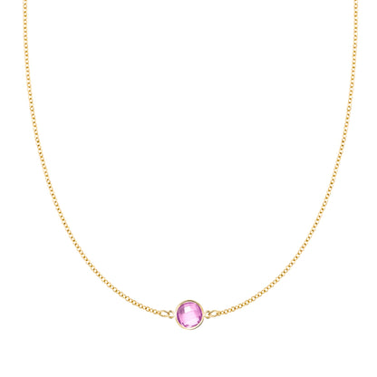 Grand 1 Pink Sapphire Necklace in 14k Gold (October)