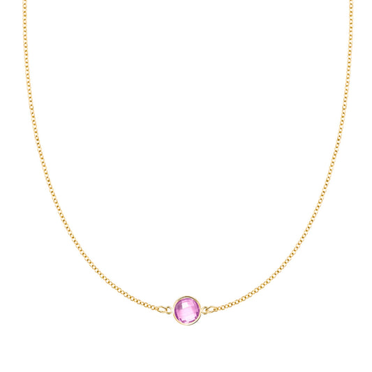 Grand 1 Pink Sapphire Necklace in 14k Gold (October)