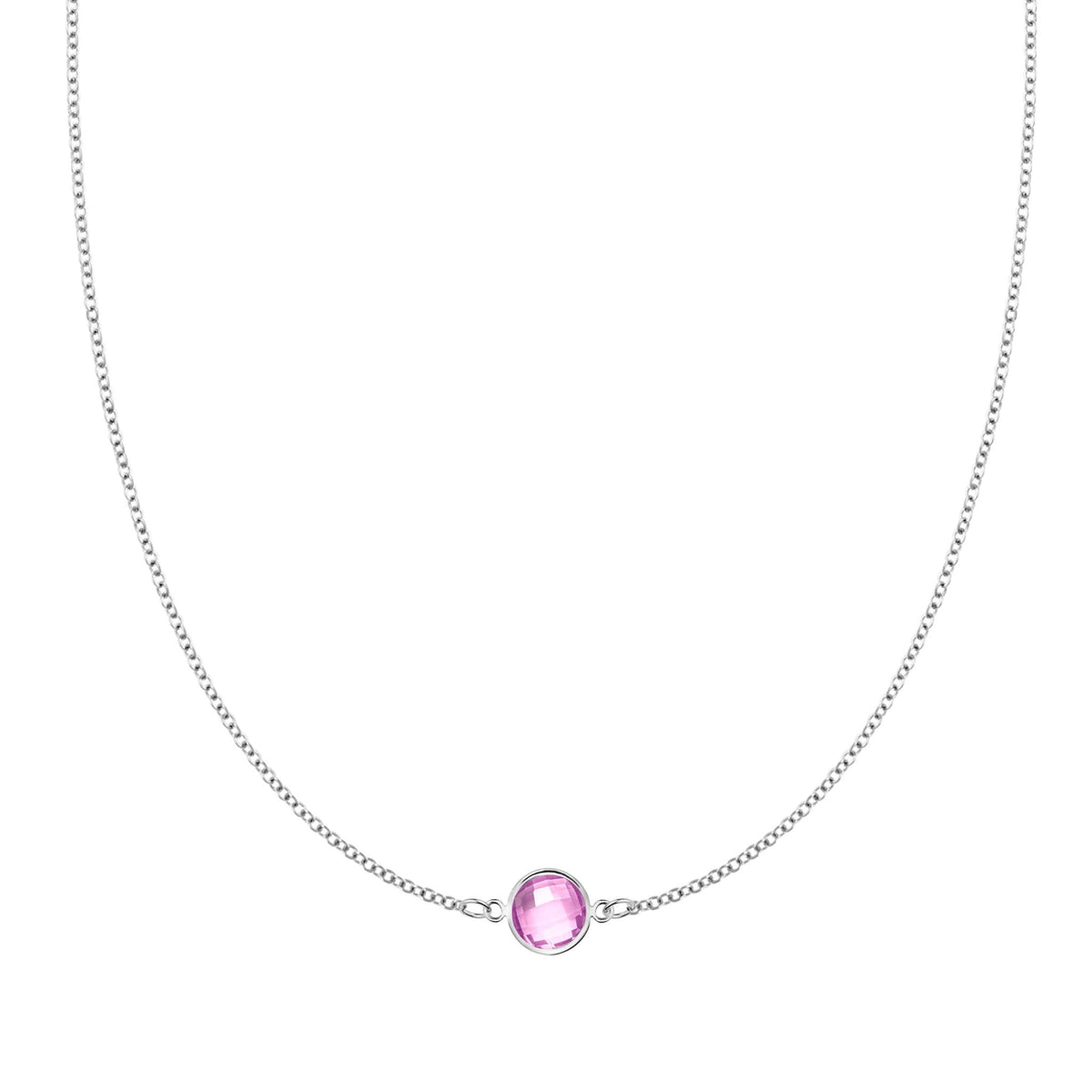 Grand 1 Pink Sapphire Necklace in 14k Gold (October)