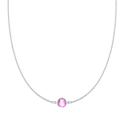 Grand 1 Pink Sapphire Necklace in 14k Gold (October)