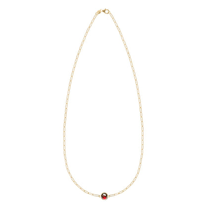 Grand 1 Garnet Adelaide Mini Necklace in 14k Gold (January)