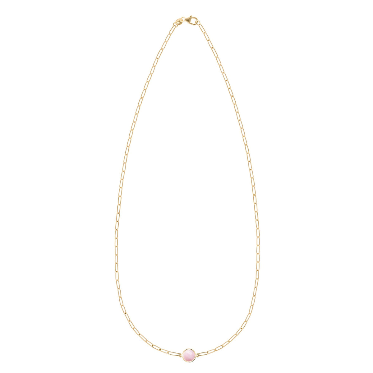 Grand 1 Pink Opal Adelaide Mini Necklace in 14k Gold (October)