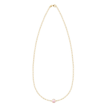 Grand 1 Pink Opal Adelaide Mini Necklace in 14k Gold (October)