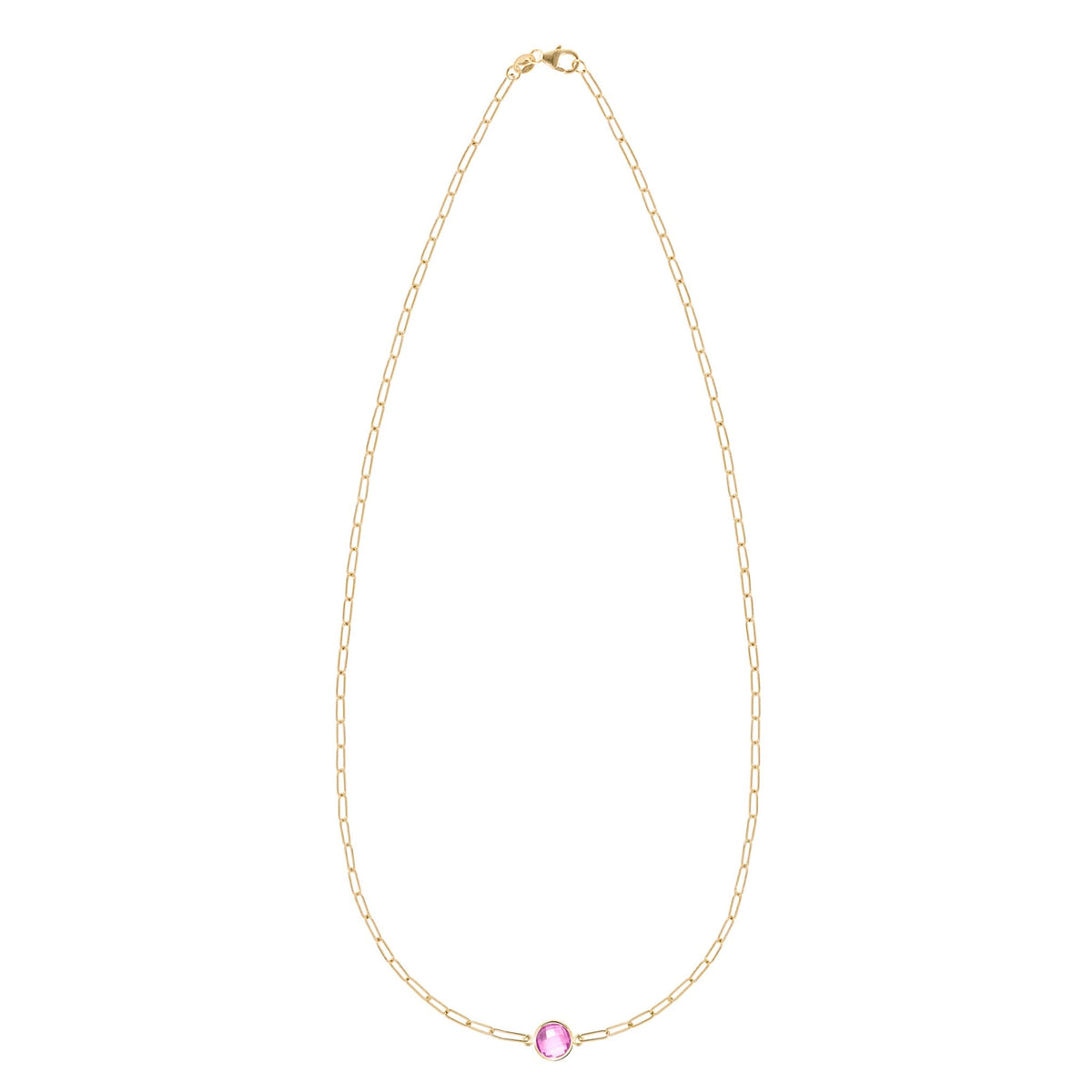 Grand 1 Pink Sapphire Adelaide Mini Necklace in 14k Gold (October)