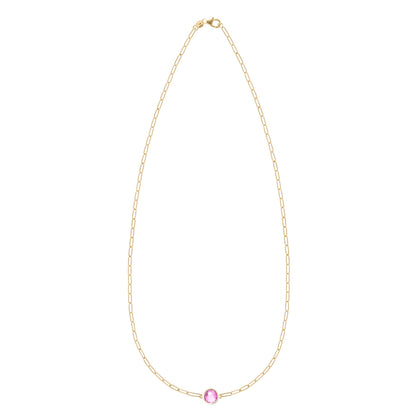 Grand 1 Pink Sapphire Adelaide Mini Necklace in 14k Gold (October)
