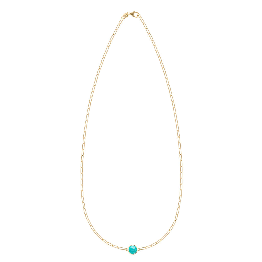 Grand 1 Turquoise Adelaide Mini Necklace in 14k Gold (December)