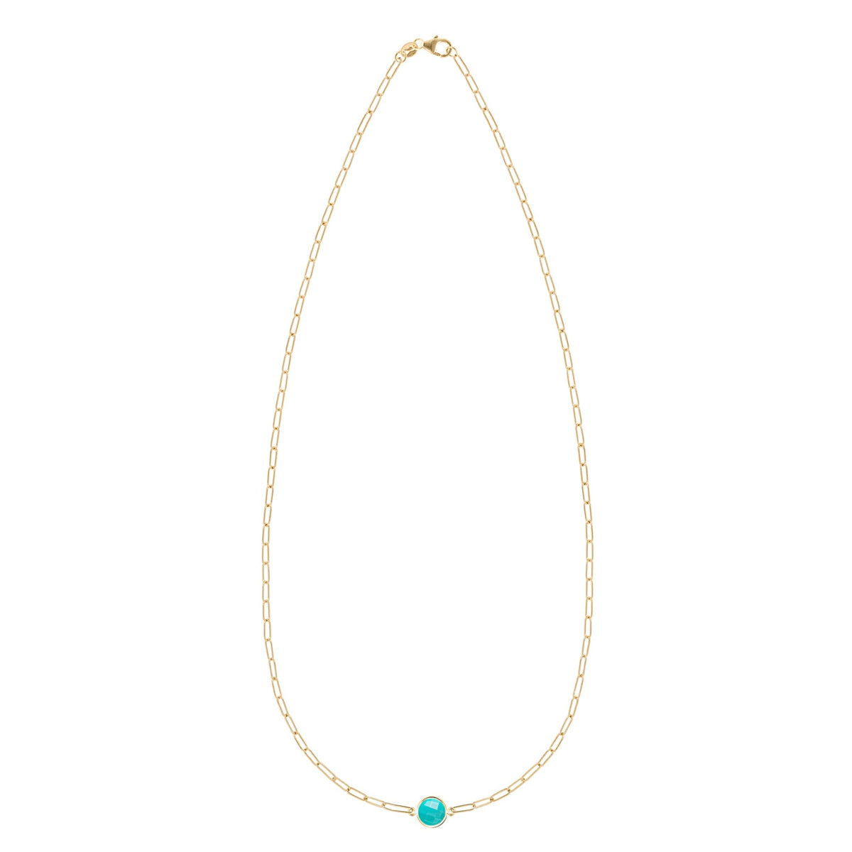 Grand 1 Turquoise Adelaide Mini Necklace in 14k Gold (December)
