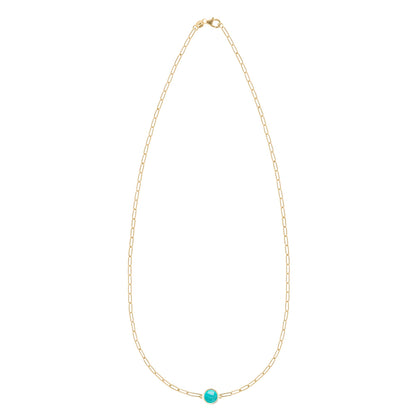 Grand 1 Turquoise Adelaide Mini Necklace in 14k Gold (December)